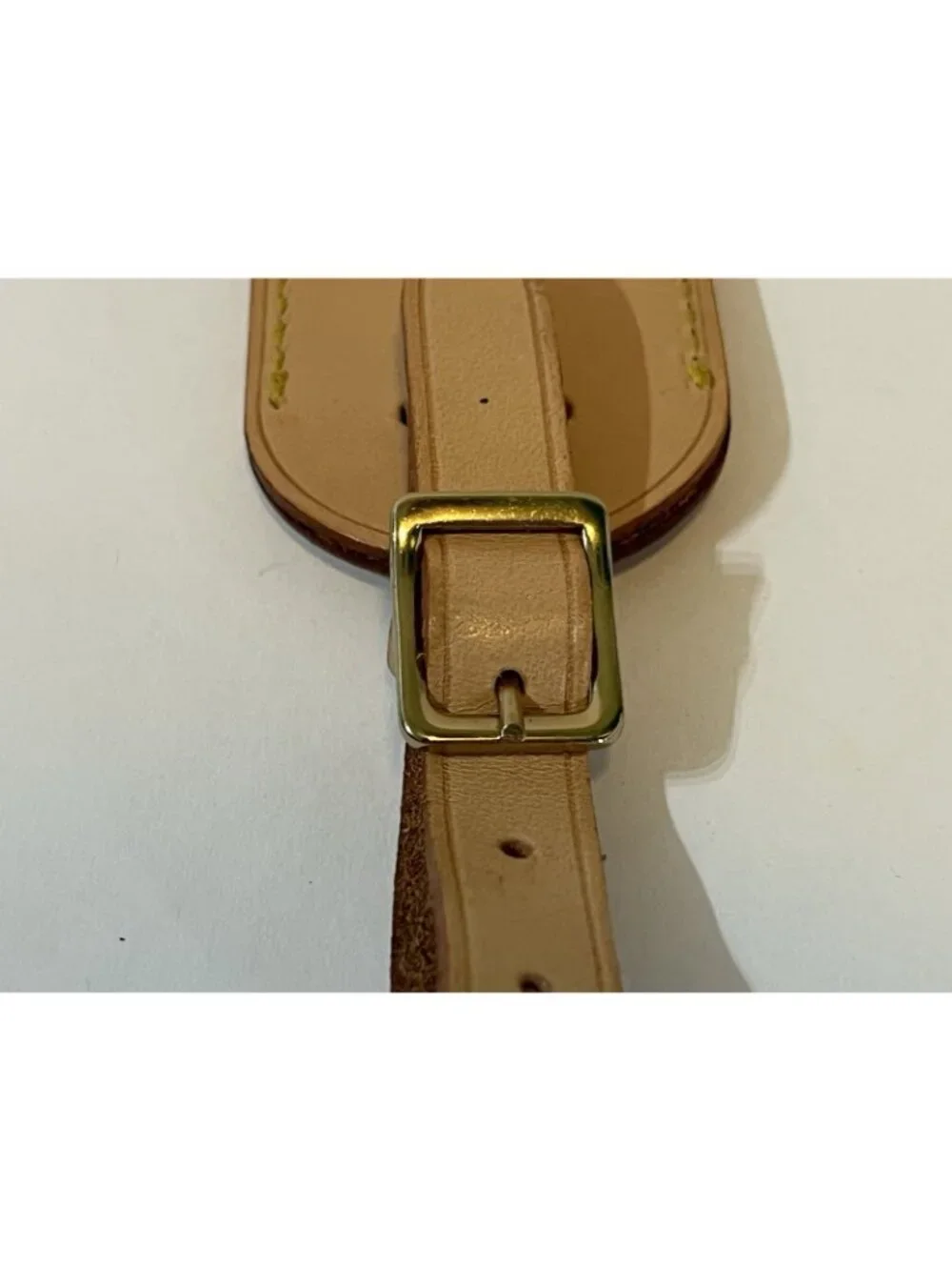 Authentic Louis Vuitton Vachetta Leather Luggage Tag Brass Buckle Made France